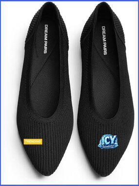 Knit Ballet Flats with Cushioned Insole, Flexible Sole, Machine Washable